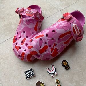 CROCS BAPE Pink and Red Camouflage Clogs